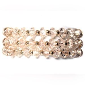 Transparent Beaded Bracelet Set - Taupe - Stretchy. NWT.